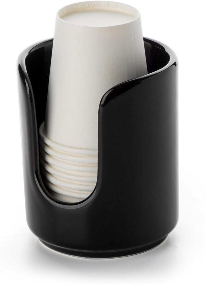 Viosuniu 3 oz Original Ceramic Bathroom Cup Dispenser with 5 PLA Paper Cups, Bathroom Essential Accessories for Mouthwash Holder on Bathroom Vanity Countertops (1 Pack, Black) - Image 1
